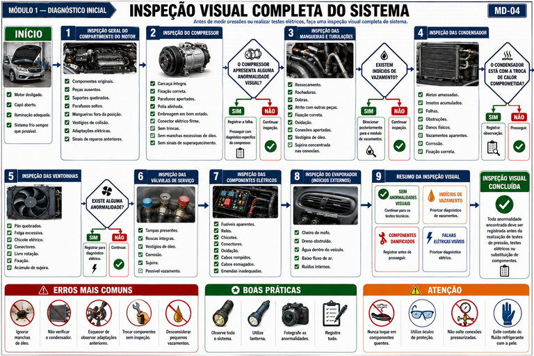 Inspeção visual completa do sistema