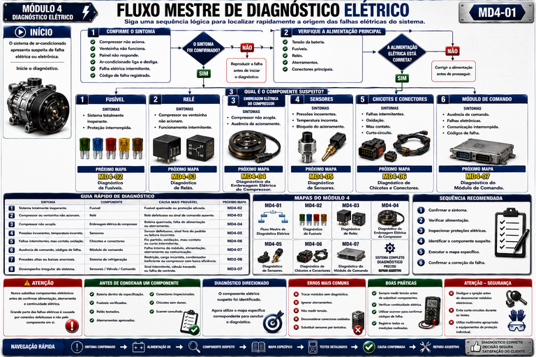 Fluxo mestre de diagnóstico elétrico